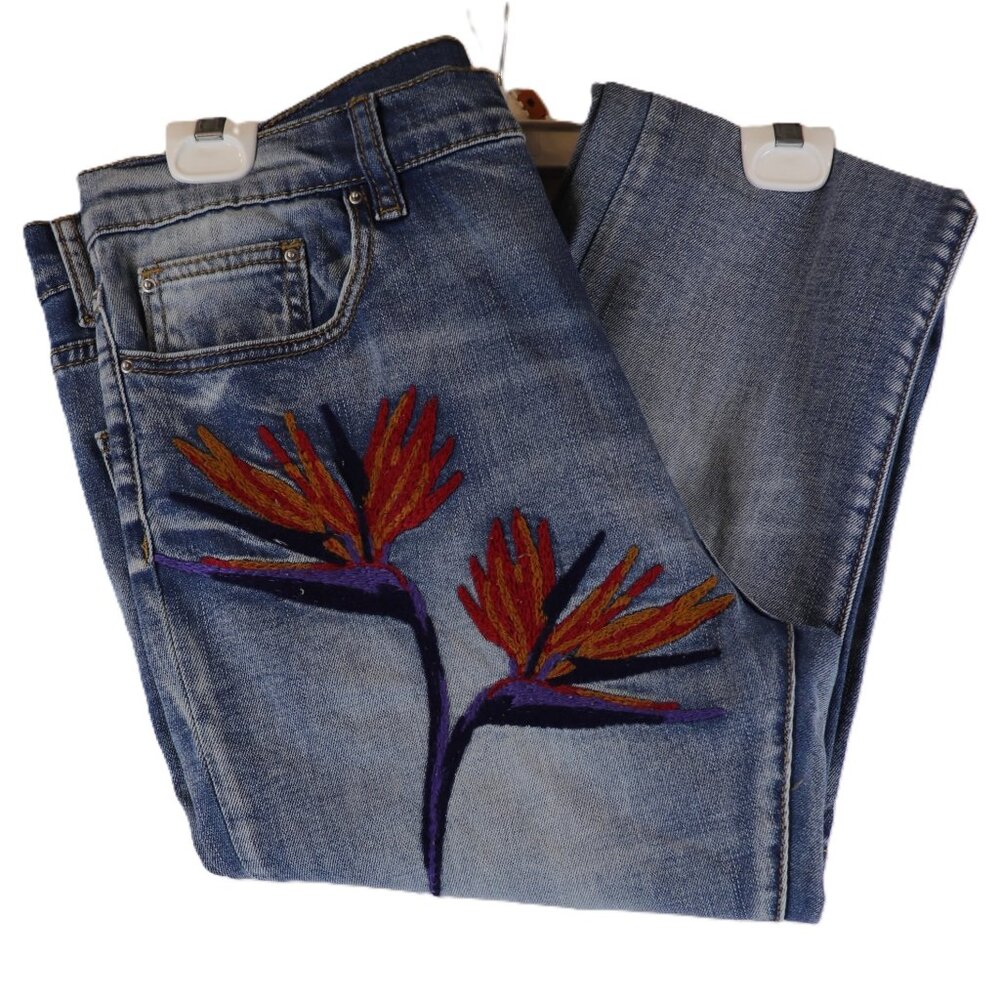MNMI Embroidered Women's Blue Denim Jeans Size 36x33